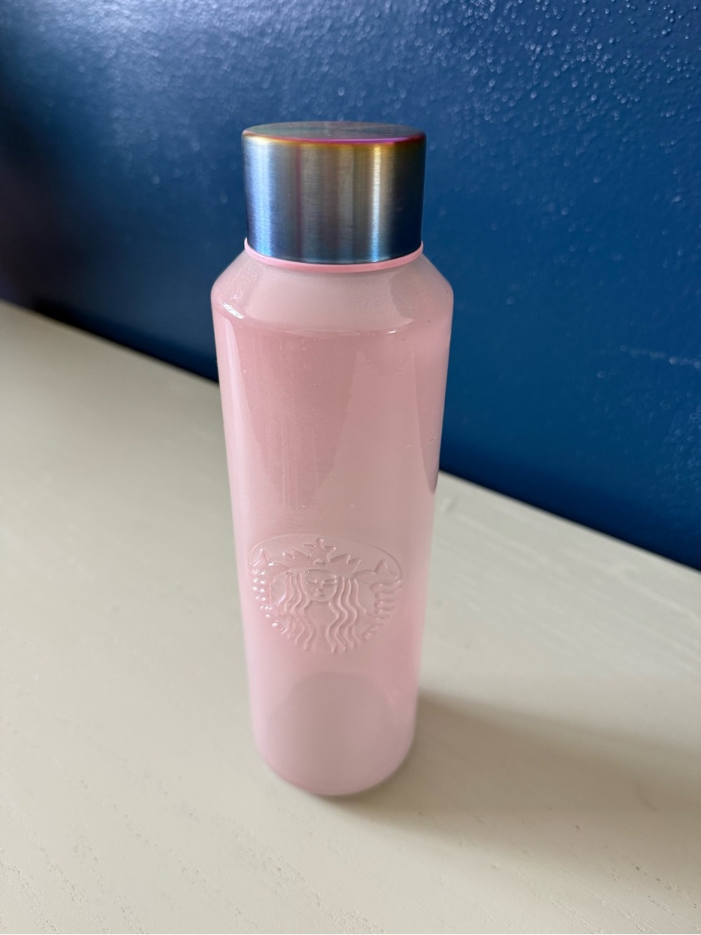 Starbucks Pink Blush Iridescent Recycled Glass 20oz Water Bottle Summer 2021
